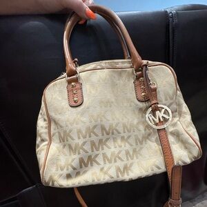 Michael Kors Cream and Tan Satchel